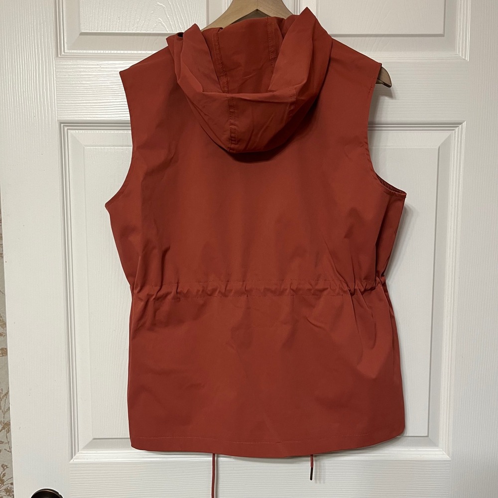 YOUNG USA Utility Vest Hooded Drawstring Pockets Zip Snap Rust XL Polyester - Picture 4 of 6